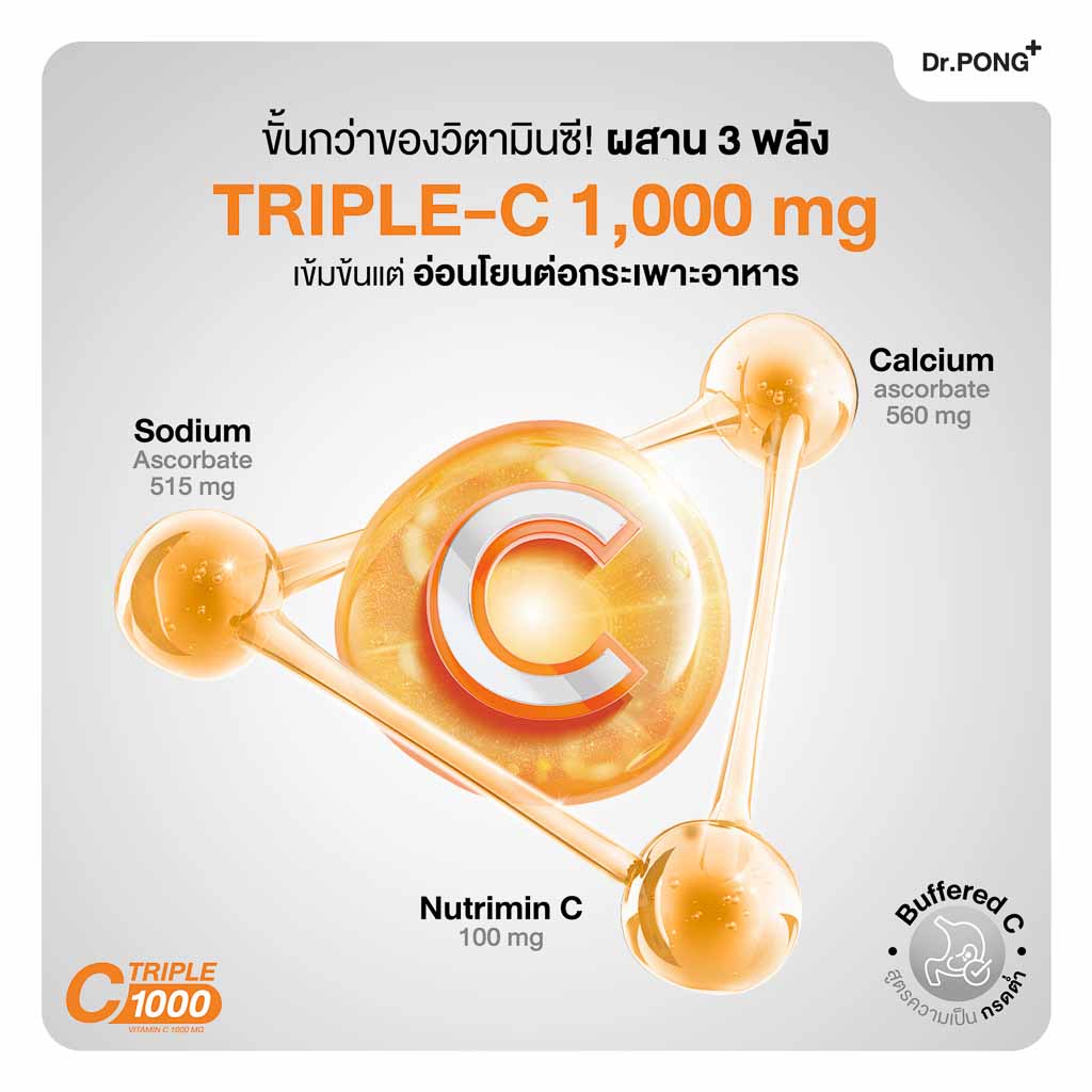 <strong>ผสาน 3 พลัง Triple-C มีวิตามินซี 3 ชนิด</strong>