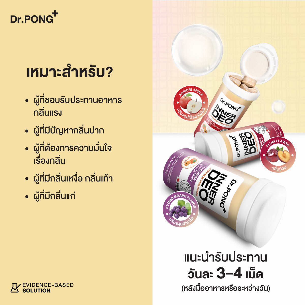 Dr.PONG INNERDEO JAPANESE PERSIMMON SUGAR FREE LOZENGES เม็ดอมดับกลิ่น