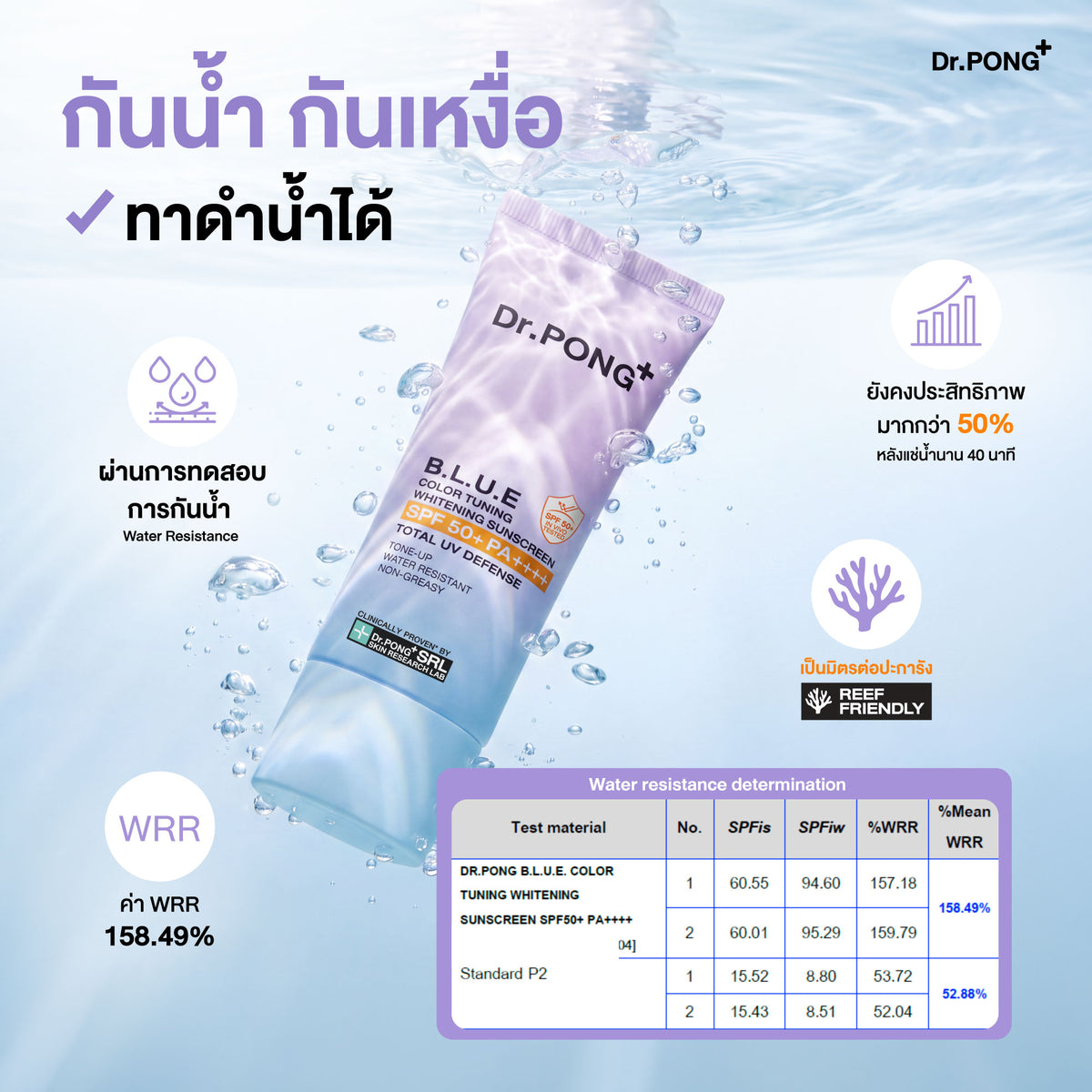 Dr.PONG B.L.U.E Color Tuning Whitening Sunscreen 25g