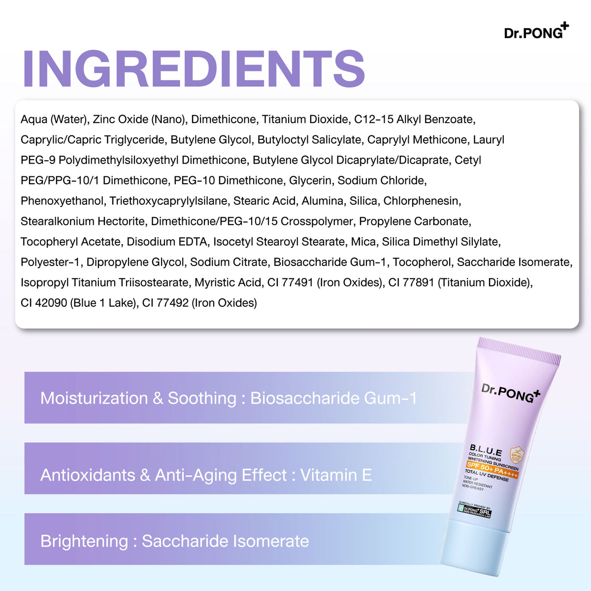 Dr.PONG B.L.U.E Color Tuning Whitening Sunscreen 25g