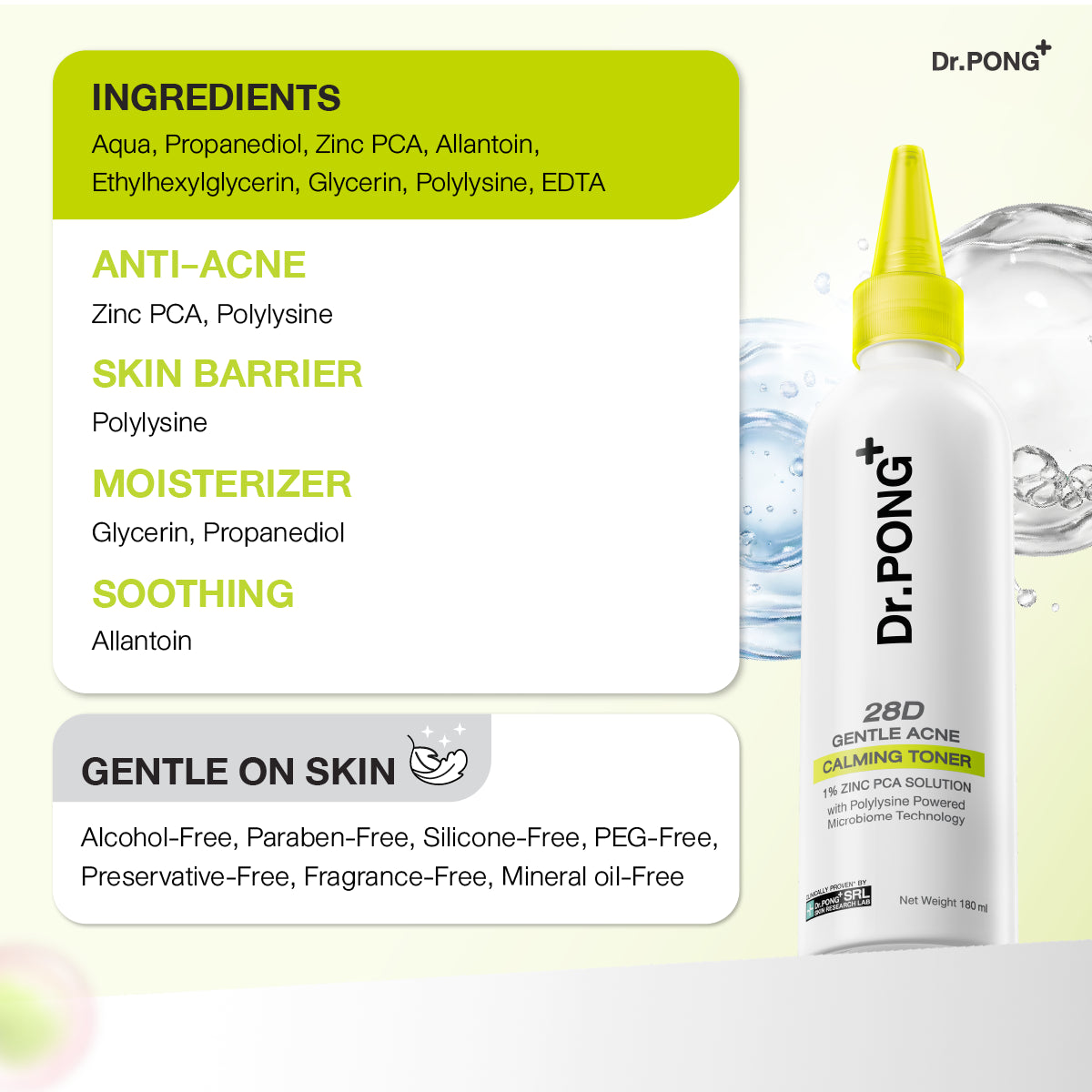 Dr.PONG 28D GENTLE ACNE CALMING TONER 180ml