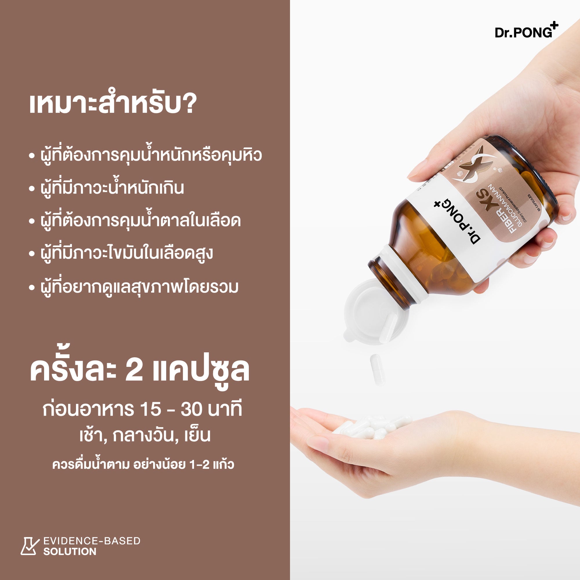 Dr.PONG FIBER XS GLUCOMANNAN ไฟเบอร์ XS  บุกคุมหิว อิ่มนาน  ชะลอการดูดซึมน้ำตาล และลดคอเลสเตอรอล