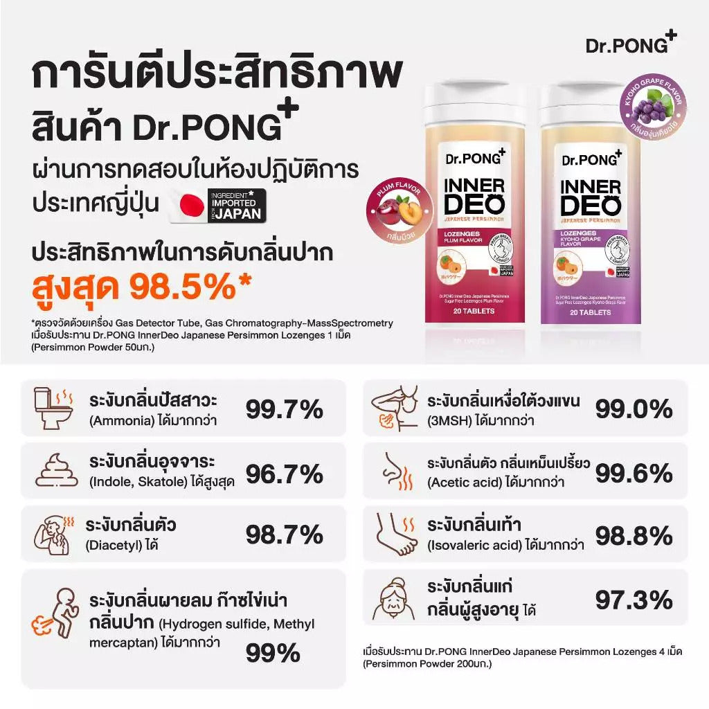 [4ชิ้น 599] Dr.PONG INNERDEO JAPANESE PERSIMMON SUGAR FREE LOZENGES
