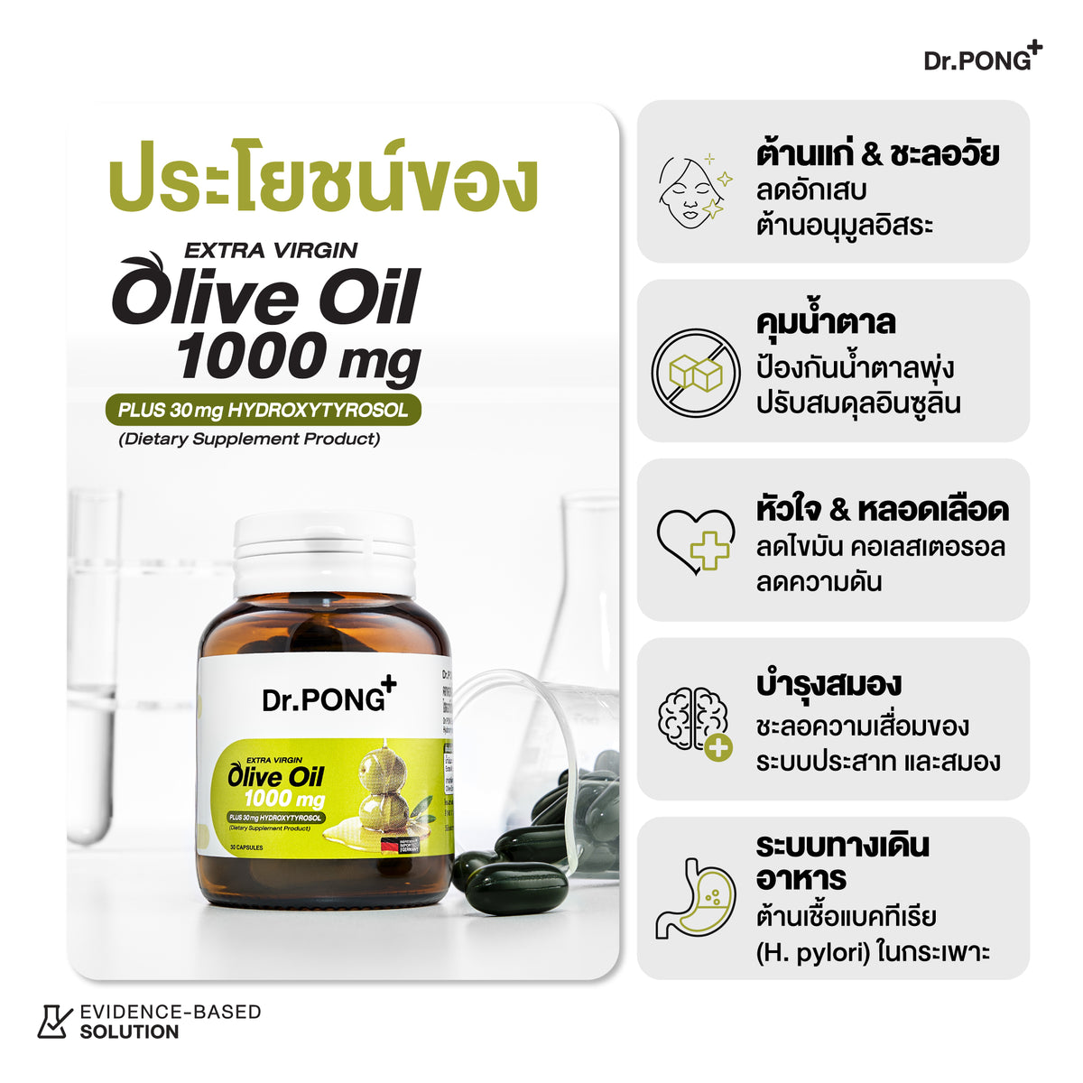 Dr.PONG EXTRA VIRGIN OLIVE OIL 1000 mg PLUS 30 mg HYDROXYTYROSOL 30Capsules