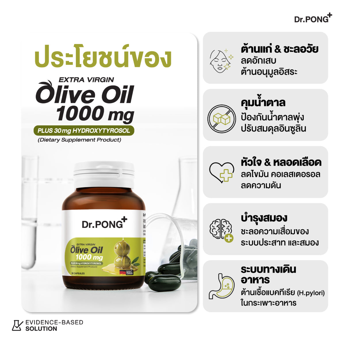 Dr.PONG EXTRA VIRGIN OLIVE OIL 1000 mg PLUS 30 mg HYDROXYTYROSOL 30Capsules