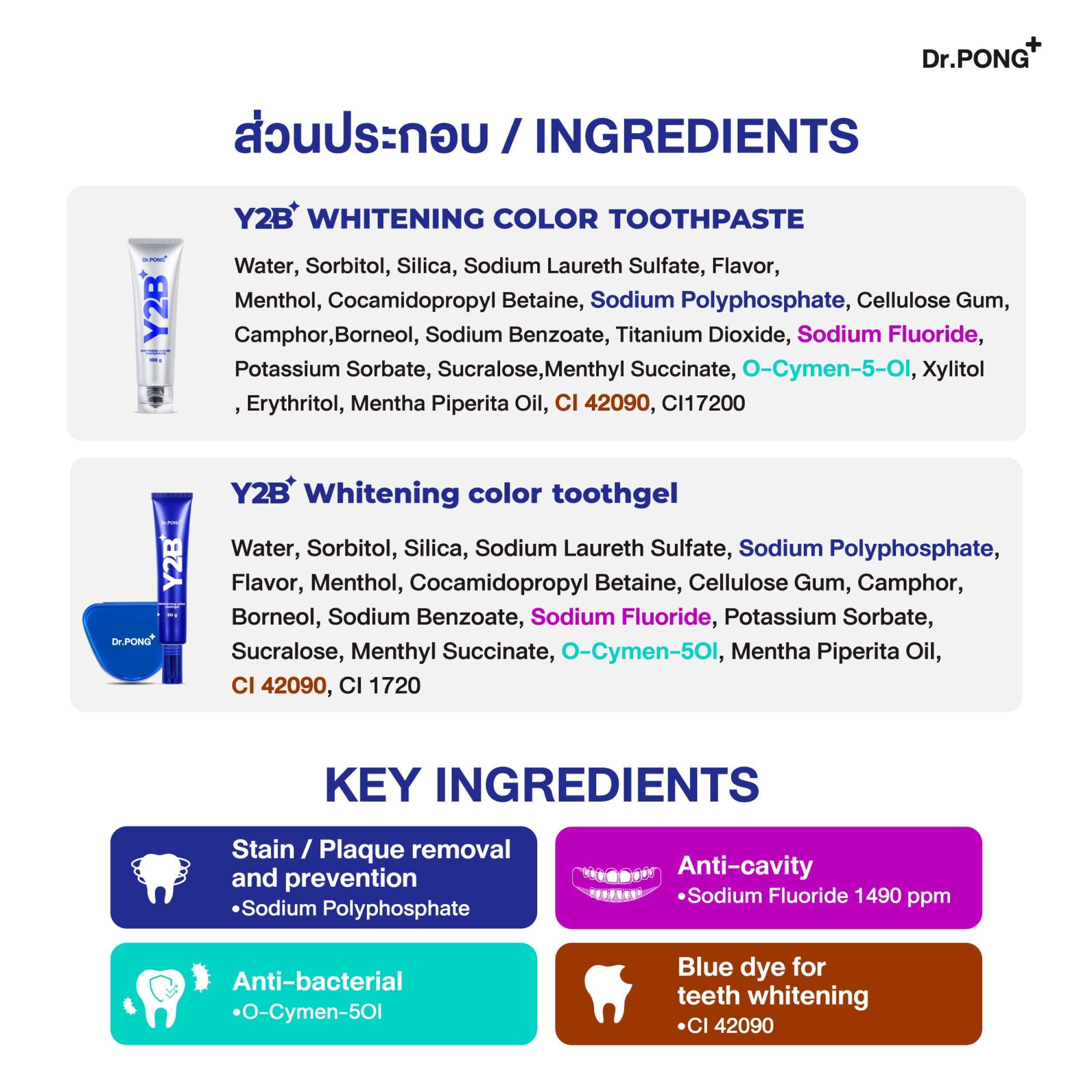 [Set] Y2B WHITENING COLOR TOOTHPASTE and TOOTHGEL
