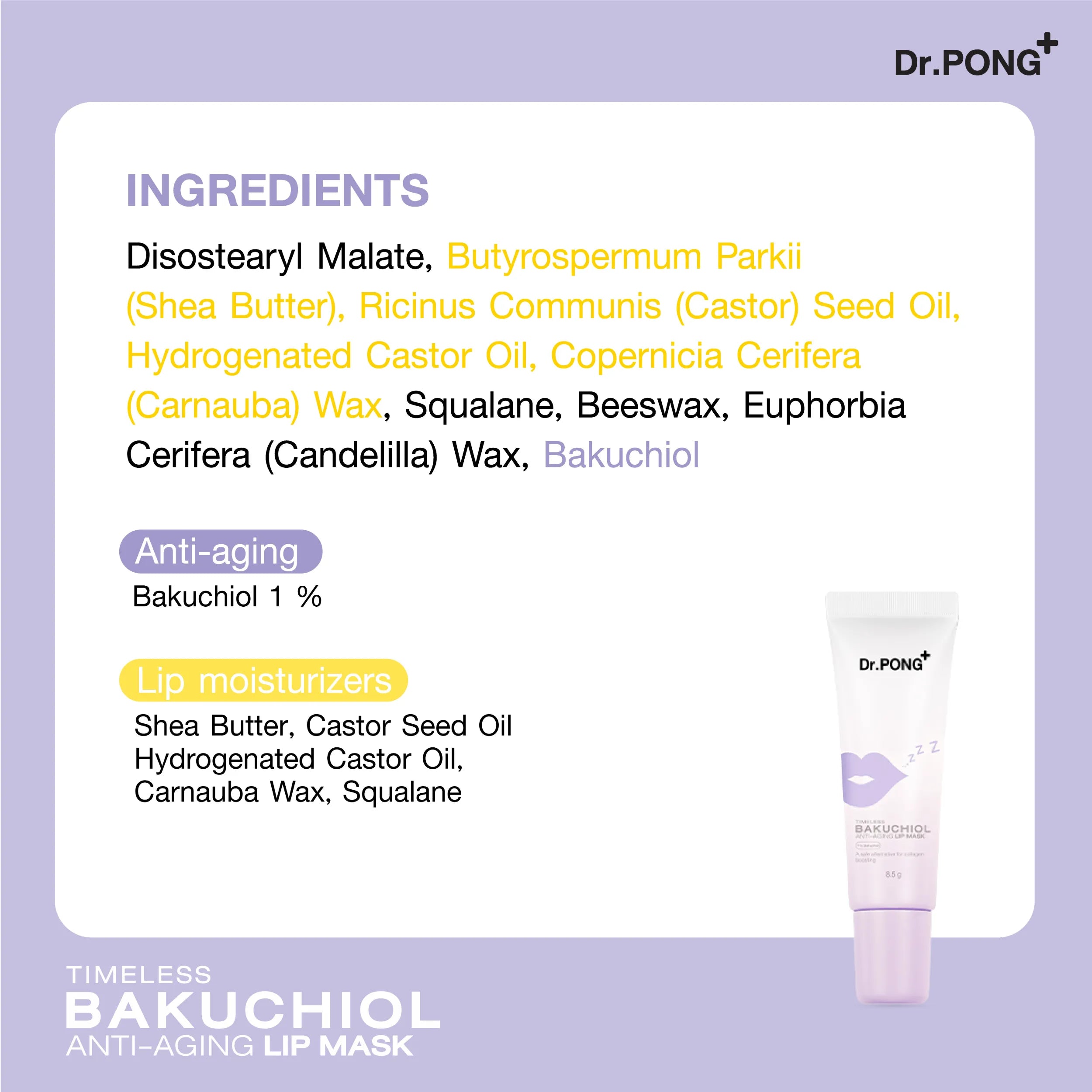 Dr.PONG TIMELESS BAKUCHIOL ANTI-AGING LIP MASK Tube 8.5g